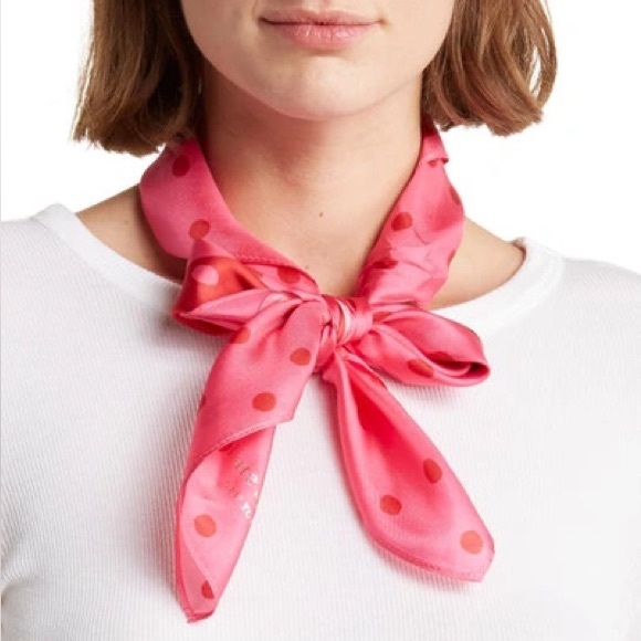 NWT Kate Spade Painterly Polka Dot 100% Silk Square Scarf Pink Cloud KS1003795C - Picture 1 of 8